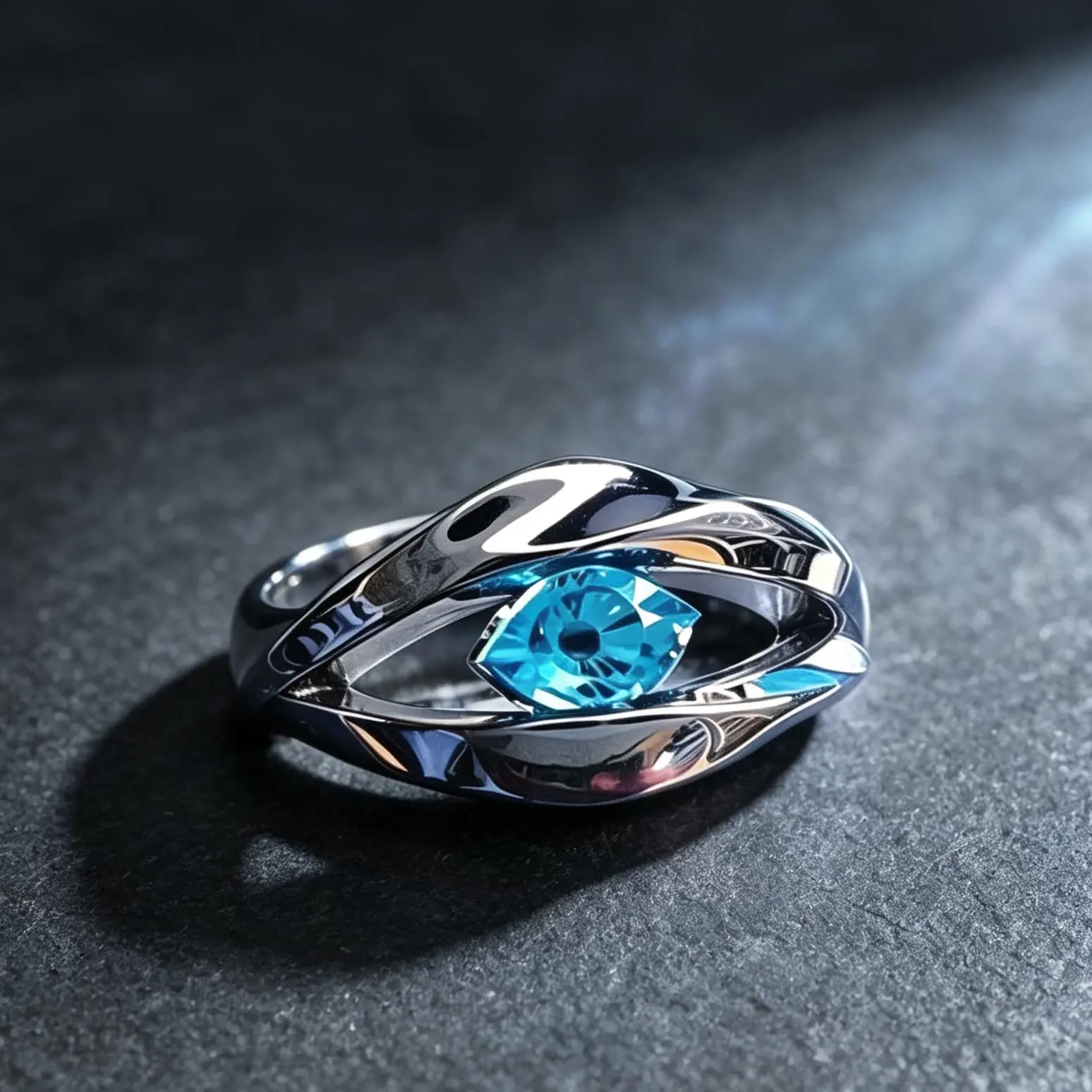 Anime Jujutsu Kaisen Blue Eye Themed Alloy Ring, Adjustable Open Band Unisex Ring, Cosplay Prop Fashion Jewelry Gift for Anime Fans