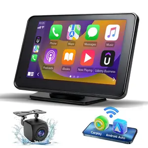 【New Year Gifts】PASLDA Apple Carplay Screen for Car, 7" HD Portable Car Stereo Touch Screen with Wireless Android Auto, Backup Camera, Car Video Player with Voice Control, Mirror Link, Bluetooth, GPS Navigation Suitable For Daily Driving And Traveling