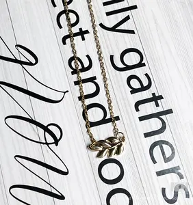 Leaves Pendant Gold Plated Chain 16inch with 1.5inch Extension Necklace