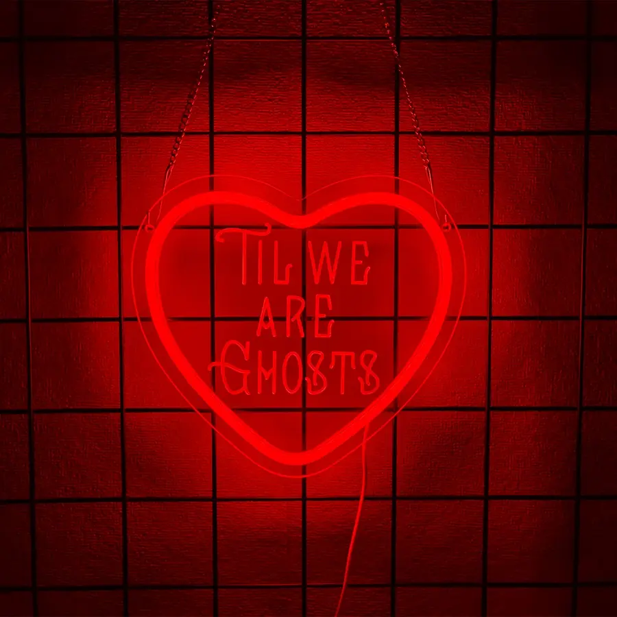 Gothic Heart LED Light Sign Decor Lighting for Halloween Decorations, Spooky Room Window Wall Decoration, Perfect for Wedding Anniversary Gifts, Heart Shape Light, Led Neon Signs, Decorative Lights