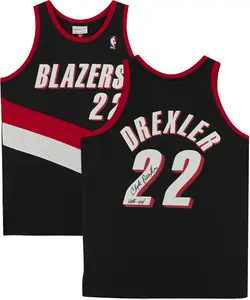 Clyde Drexler Portland Trail Blazers Autographed Black 1990-91 Mitchell & Ness Replica Jersey with "HOF 4" Inscription - Fanatics Authentic Certified