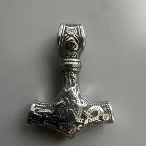 Mjolnir Hammer Stainless Steel Thor Hammer Pendant Nordic Viking 24 Inch Chain
