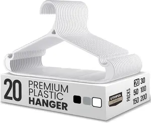 Utopia Home Clothes Hangers - Standard Plastic Hangers Space Saving - Durable Coat Hangers 20 Pack (White)