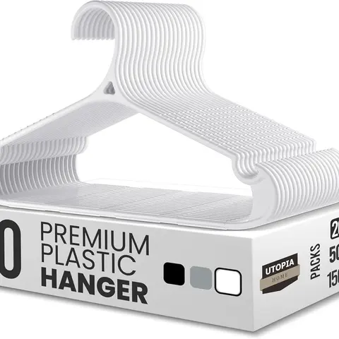 Utopia Home Durable Plastic Hangers - 15.3x8.3" Space Saver Hangers for Hanging, Lightweight Standard Organiser with Customizable Configuration for Closet Wardrobe Organization