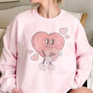 Retro Be Mine Valentine's Day Heart Sweatshirt - Gray Pullover with Smiley Face Design, Distressed Look, Casual Style, Valentines Day Sweatshirt, Vday hoodie , vday vintage,  Soft