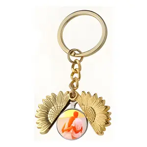 Customizable Sunflower Locket Keychain