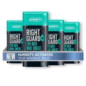 Right Guard Humidity Breaker Antiperspirant & Deodorant for Men, Cold Front Scent, 2.5oz (4 Pack) Invisible Solid, 2x Sweat Protection, 72HR Odor Control, Humidity Activated