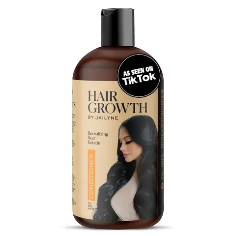 Hair Growth by Jailyne Conditioner – Beer & Vegan Keratin Formula for Growth & Hydration – 16 oz (480ml) Natural Haircare for Moisture & Strength