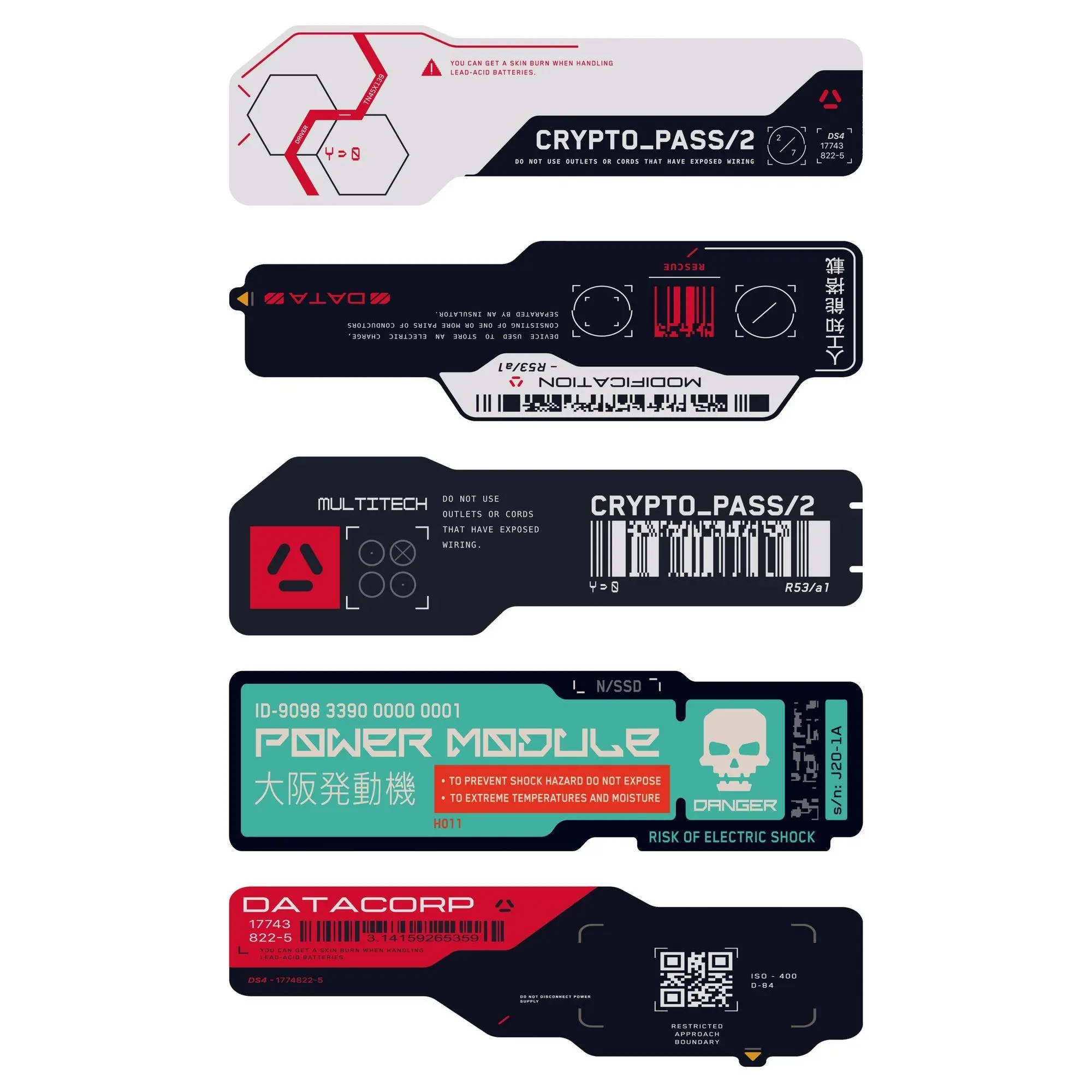 Cyberpunk Mechanical Reflective Motorcycle Stickers, English QR Code Label, PVC Decals for Off-Road Vehicle Glass & Luggage
