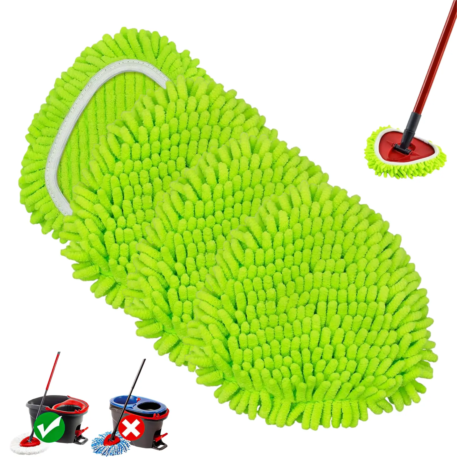 4 Pack Mop Head Replacement Compatiable with Ocedar EasyWring Mop,Mop Heads Refill for Easywring Spin Mop 1 Tank System - Microfiber Chenille, Easy to Replace,Deep Floor Cleaning and Machine Washable