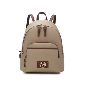 MKF Collection Alice Backpack in Beige with Adjustable Straps and Front Pocket
