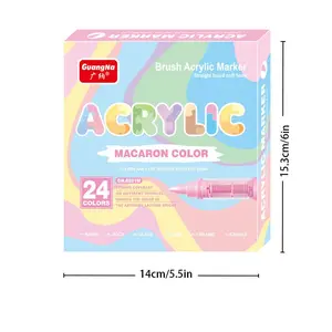 24 Soft Tip Acrylic Markers, Macaron Color Waterproof Painting Pens, Ideal for Paper, Rock, Ceramic, Canvas, Art Journal Creation
