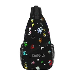 Among Us Chest Bag Full Print Crossbody Sling Pack with Zipper Lightweight Durable Water Resistant Ideal Gift for School Work Travel and Camping