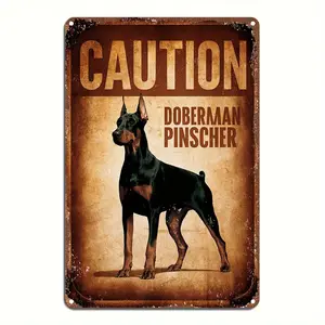 1pc Vintage "Beware of Doberman Pinscher" Metal Sign - 12x8 Inch Rustic Wall Art, Corroded Edges, Indoor/Outdoor, No Electricity Needed