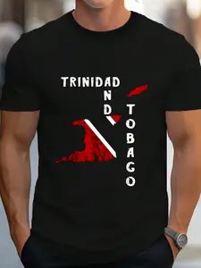 100% Cotton Trinidad And Tobago Map Pride Trinidadian Roots Flag T-Shirt Women's Men's Graphic Tee Crew Neck summer vacation Tops