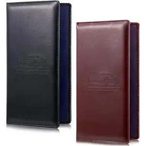 2 - Piece PU Leather Car Document Holders with Magnetic Closure: Organize License, Registration & Insurance Papers magnetic shut