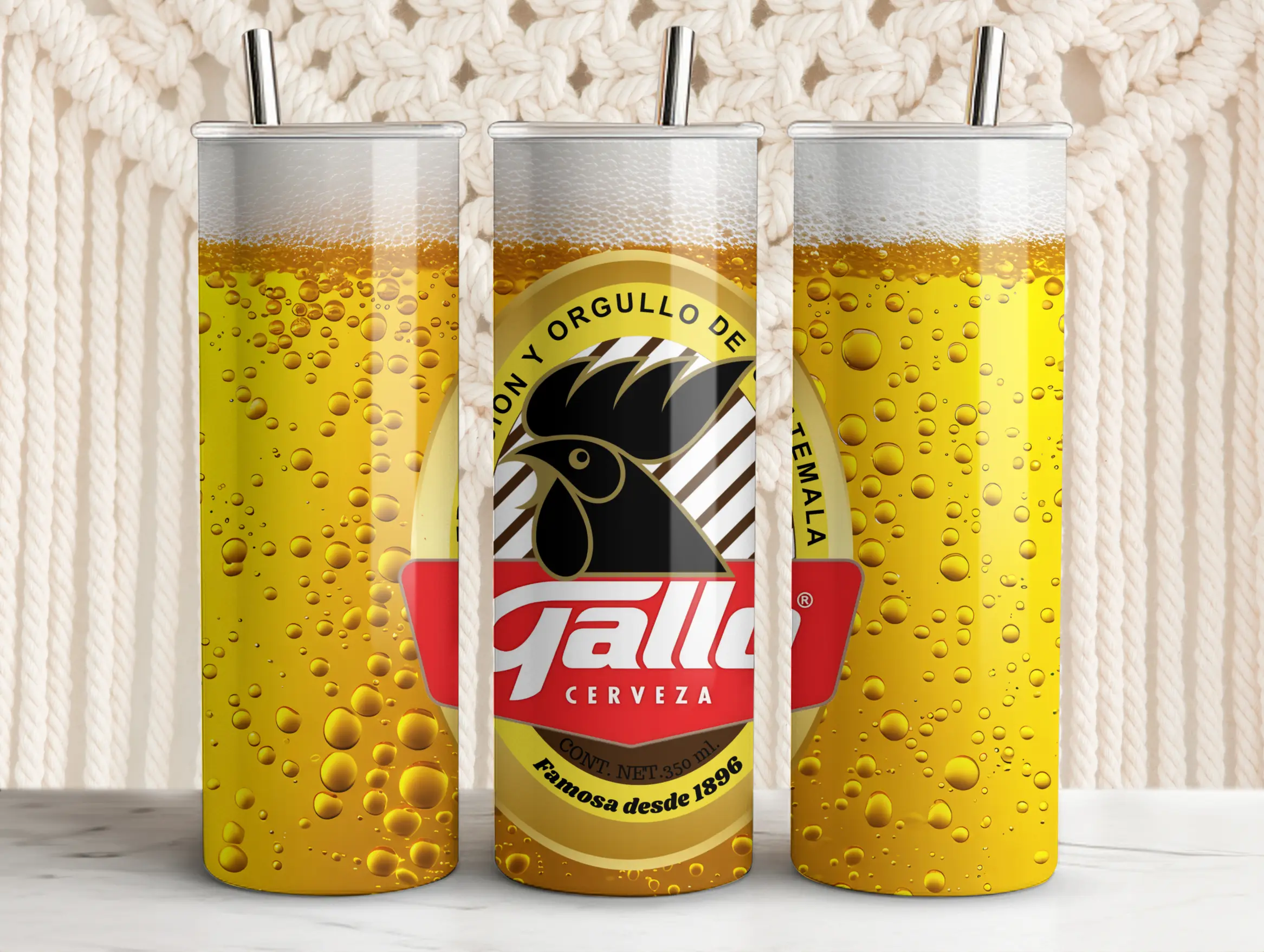 3D Gallo Guatemala 20oz Tumbler, Insulated Water Bottles with Lid and Straw, Stainless Drinkware skinny tumbler
