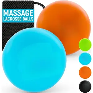 Massage Lacrosse Balls for Myofascial Release, Trigger Point Therapy Ball Set, Foot Massage Ball Roller for Plantar Fasciitis, Yoga Deep Tissue, Physical Therapy Balls Hard Rubber 2 pack (Blue/Orange)