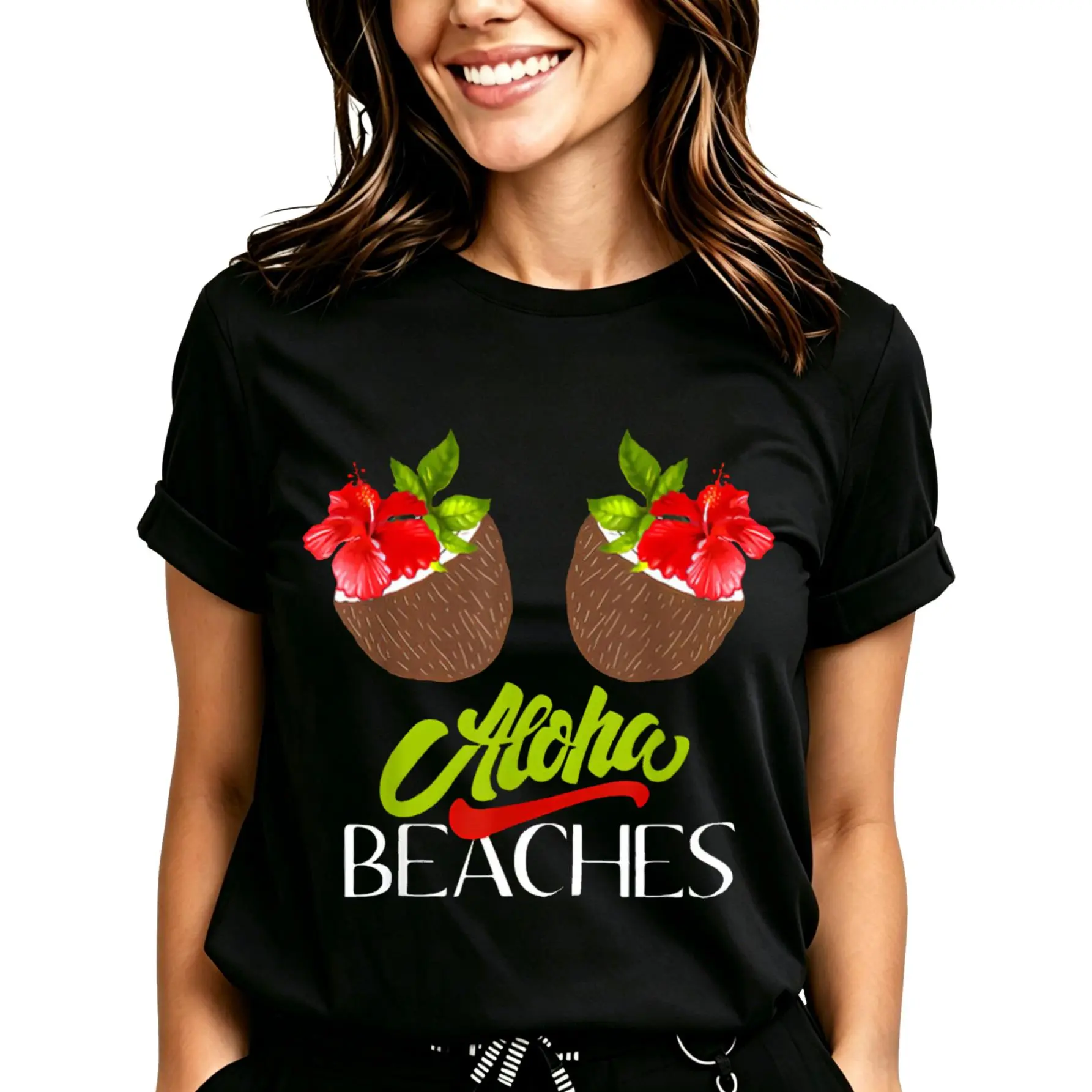 Aloha Beaches Coconut Flowers T-Shirt for Women Men Cotton Clothing