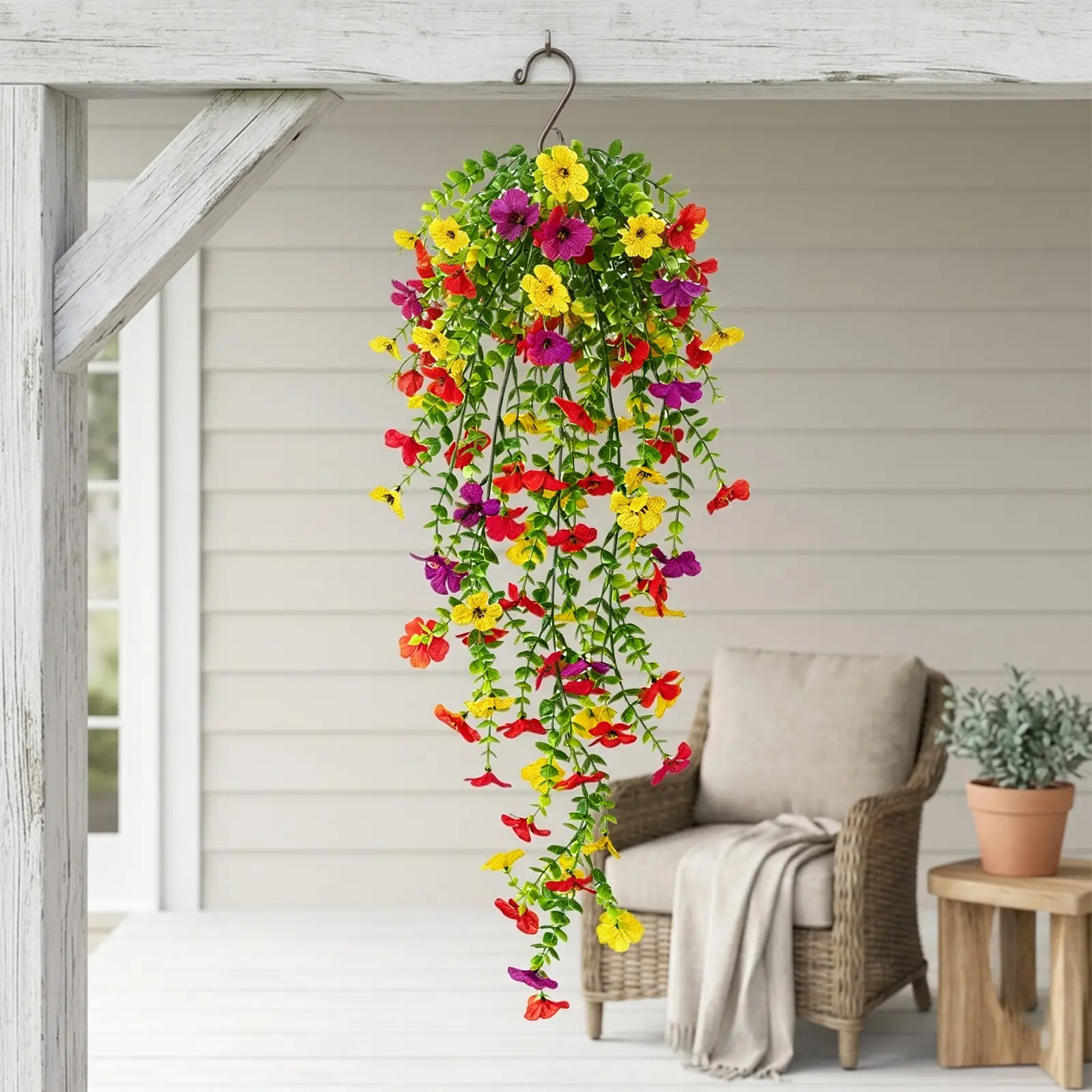 UV-resistant artificial hanging flowers, suitable for decorating indoor and outdoor spaces such as gardens, porches, walls, with a farmhouse style and a variety of colors, Artificial Flower Plant, Decorative, Home Decor Accessory