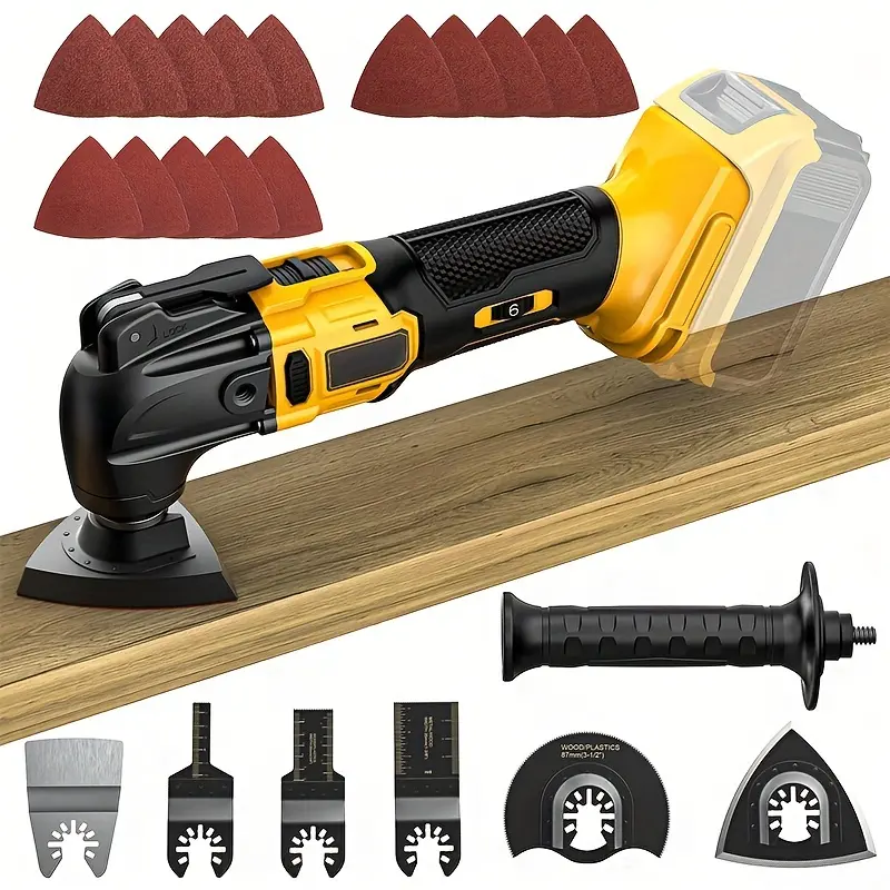 Cordless Vibration Tool Only (20V Max Battery Compatible), 6-Speed Variable Speed Brushless Motor (21000 RPM), 22-Piece Sanding Accessories Set, for Cutting Wood, Plasterboard Work Power Tool Set