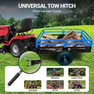 Heavy Duty Tow Behind Dump Cart, 750LBS Loading Capacity 15 Cu.Ft ATV Trailer, Steel Utility Wagon with Removable Sides, Dual Bearings and All-Terrain Pneumatic Tires for Garden, Farming and Outdoor Hauling-party gift