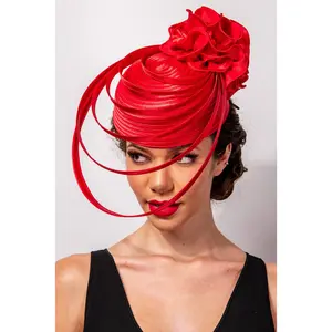 Scarlett Ribbon Flower Pillbox Braid Hat w/ Floating Ribbon Loops