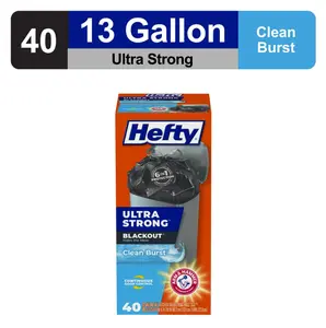 Ultra Strong 13 Gallon Tall Kitchen Trash Bags Blackout Secure Drawstring Closure 40 Bags Household