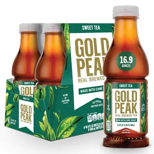 Peach Sweet Tea Beverage Real Brewed Iced Tea Cane Sugar Drink 16.9oz Bottles 6 Pack