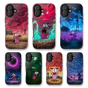 Spooky Courage The Cowardly Dog Cartoon Character Horror Heavy Duty Tough Phone Case Shockproof Drop Protection Durable Hard Cover Gift for iPhone 11 12 13 14 15 16 17 Pro Max Plus