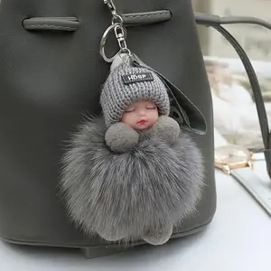 Cute Cartoon Doll Keychain, Plush Doll Keychain for Car Keys, Bag Charm, Puffies Keychain, Fuzzy Keychain, Fluffy Bunny Keychain, Car Interior Decoration Accessories for Women & Girls