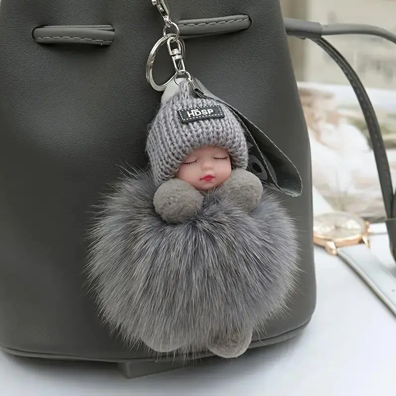 Cute Cartoon Doll Keychain, Plush Doll Keychain for Car Keys, Bag Charm, Keychain for Bags, Puffies Keychain, Fuzzy Keychain, Fluffy Bunny Keychain, Cute Charms Keychain, Cute Keychain Accessory, Car Interior Decoration Accessories for Women & Girls