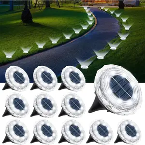 echosari Solar Ground Lights 12 Pack, Upgraded Solar Garden Lights Auto ON/Off Landscape Lighting Outdoor In-Ground Lights Waterproof Long Lasting for Pathway Walkway Patio (Cool White)