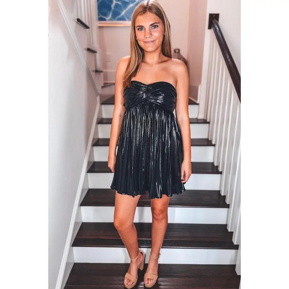 Pleated Strapless Dress