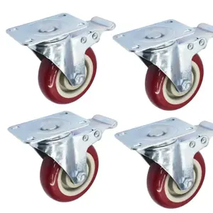 Rotating Casters Set, 4-Pack 4-Inch Locking Wheels with Safety Brakes, Noiseless Industrial Grade Caster