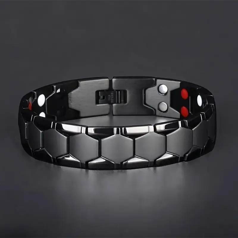 Men's Stylish Magnetic Bracelet Wristband - Premium Super Strong Magnet Therapy Band for Daily Wear, Wellness Support (Sports & Outdoor Accessory)