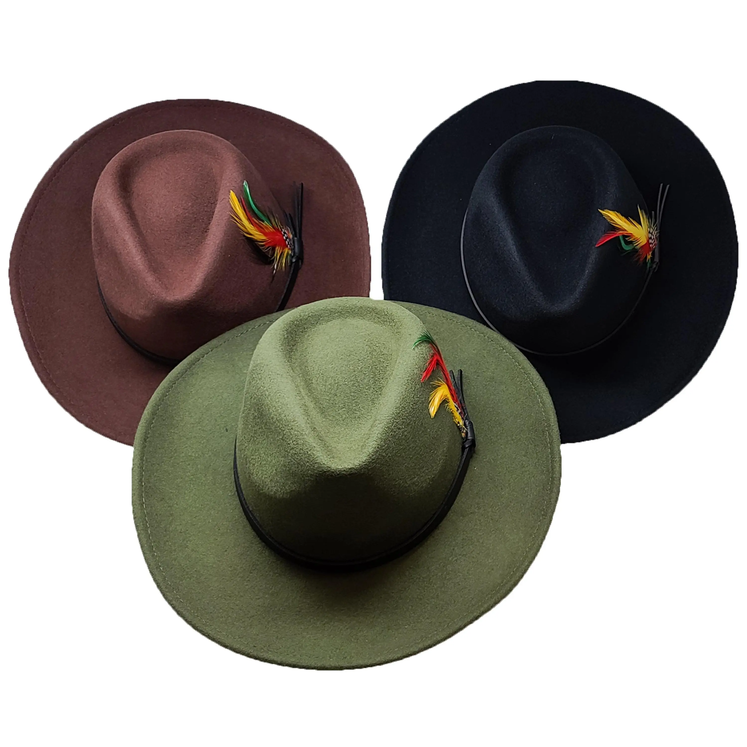 Handcrafted Wide Brim Felt Cowboy Style Hat - Crushable Wool Western Outback Hat, Felt Hat, Cowboy Style Hats