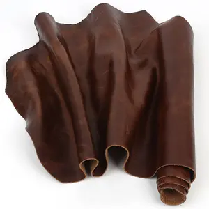 Genuine top-grade cowhide material, brown oiled wax cowhide leather fabric, lightweight and durable, with a thickness of 1.0-2 mm, suitable for DIY leather goods such as luggage, boots, clutches and other handmade crafts.