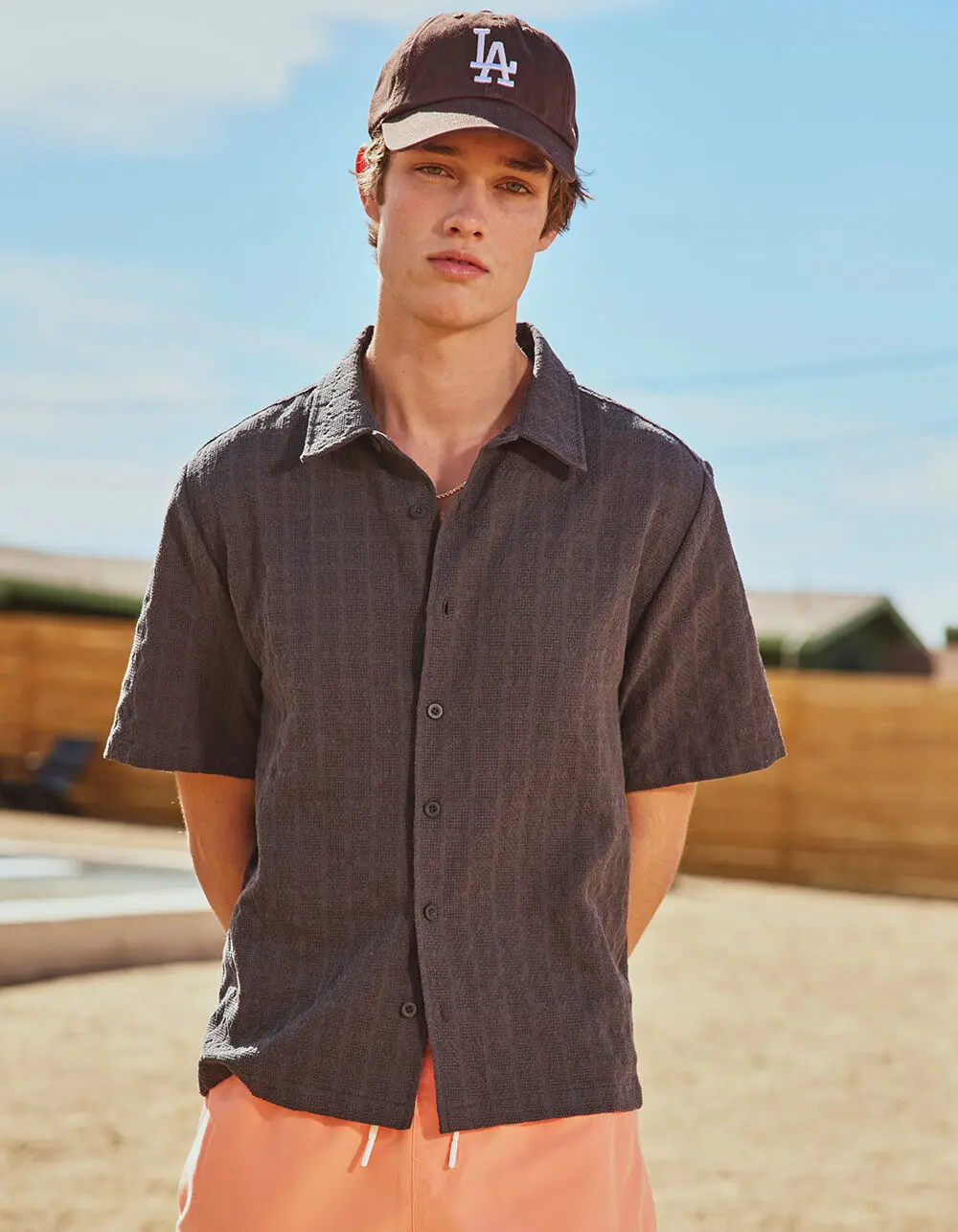RSQ Mens Textured Button Up Shirt