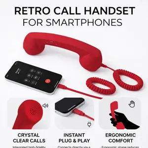 Y2K Retro Phone Microphone |   External Lavalier/Lapel Microphone |   Hands-Free Calling for Seniors with Clear Sound and Volume Controls |   Compatible with Smartphones, Tablets, and Computers Available in Multiple