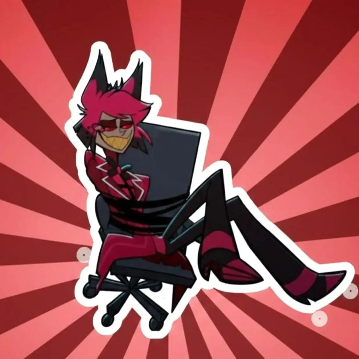 Alastor Hazbin Hotel Rolling Chair Sticker | Kiss-Cut Sticker