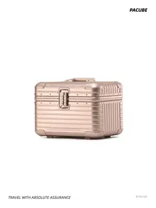 Aluminum-Magnesium Alloy Makeup Case, Sleek Hard Shell, Reinforced Corners, Attaches to Luggage, Secure Travel Storage, 12"/15"