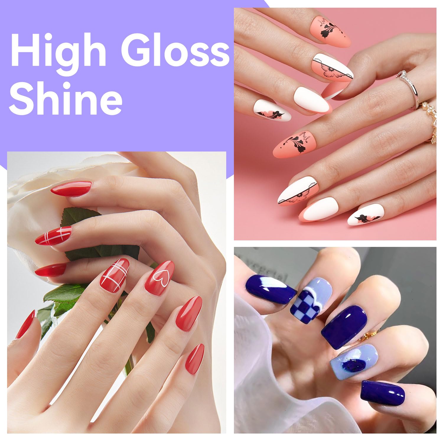 JODSONE 12PCS 16.5ml Gel Nail Polish Set - Same Color Same Bottle, Base & Top Coat Included, 10 Colors for Home Salon Nail Art & Holiday Gifts