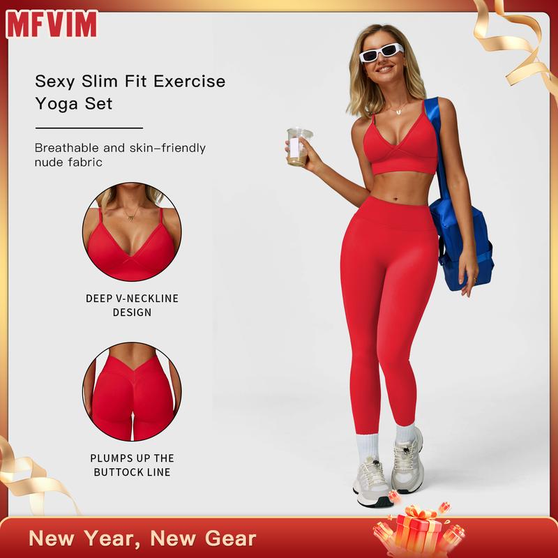 MFVIM Women's Christmas Fitness Set 2-Piece Seamless Skin-Exposed Backless Vest Sports Bra & High-Waist Cycling Shorts Yoga Pants Comfortable Sportswear for Yoga Running & Casual Wear Christmas Gifts MFVIM Women's Christmas Fitness Set 2-Piece Seamless Skin-Exposed Backless Vest Sports Bra & High-Waist Cycling Shorts Yoga Pants Comfortable Sportswear for Yoga Running & Casual Wear Christmas Gifts