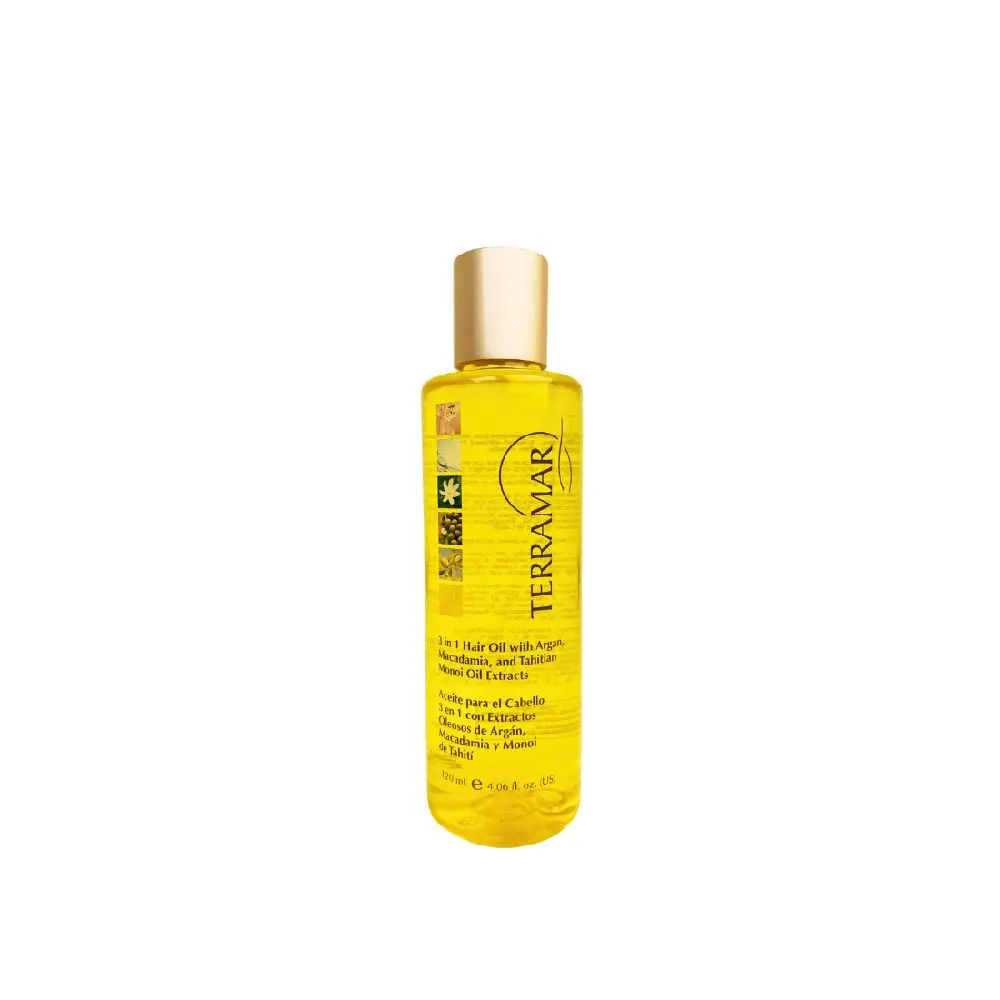 Terramar 3-in-1 Hair Oil with Argan Macadamia 120 ml Nourish Revitalize for Soft Smooth Hair 8.28 fl oz