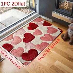 1pc Heart Pattern Doormat, Couple Bedroom Door Mat, Red Pink Heart Decorative Rug for Home Porch Decor, Indoor/Outdoor Entry Floor Mat, Modern Outdoor Entry Carpet, 0.47inch Sponge Mat