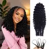 Bling Hair Burmese Curly Crochet Human Hair 20 Inch Knotless Pre-Separated Feather Human Hair Crochet Bundles 3C4A Lightweight Reusable Remy Hair Extensions for Women Natural Black Color