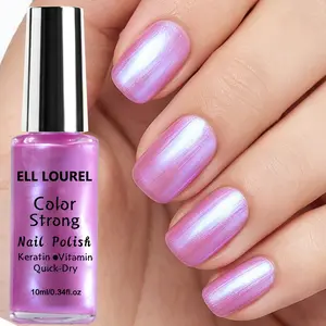 ELL LOUREL 10ml Pink-Purple Shimmer Glitter Nail Polish Nail Art: Quick-drying, long-lasting, durable, and chip-resistant, with a subtle shimmer that looks natural on the nails. Suitable for all skin tones