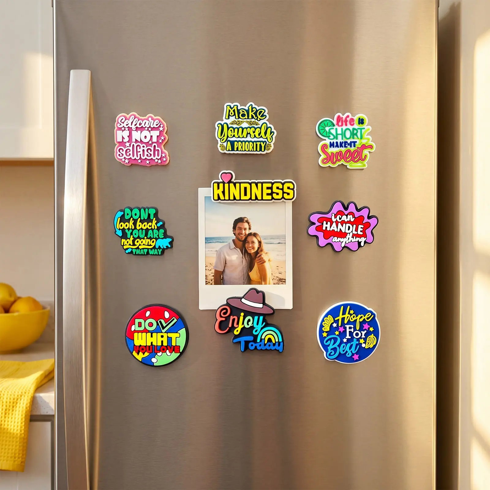 10-Piece Set Positive Affirmations Daily Motivational Quotes Magnetic Stickers, Adhesive for Refrigerator, Office Desk, Storage Cabinet, Decorative Gift