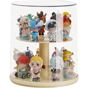 Clear Figures Display Case with Rotatable Stackable Figures Blind Box Doll Display Stand for Pop Mart Lego Collectibles Action Figures